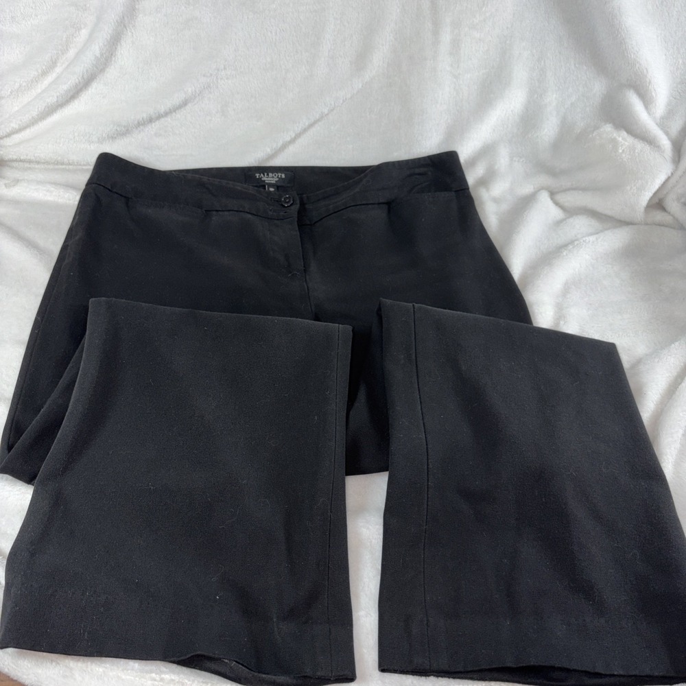 Talbots Windsor Black Dress Pants Wide Leg Trousers Women's‎ Size 12P See Pics